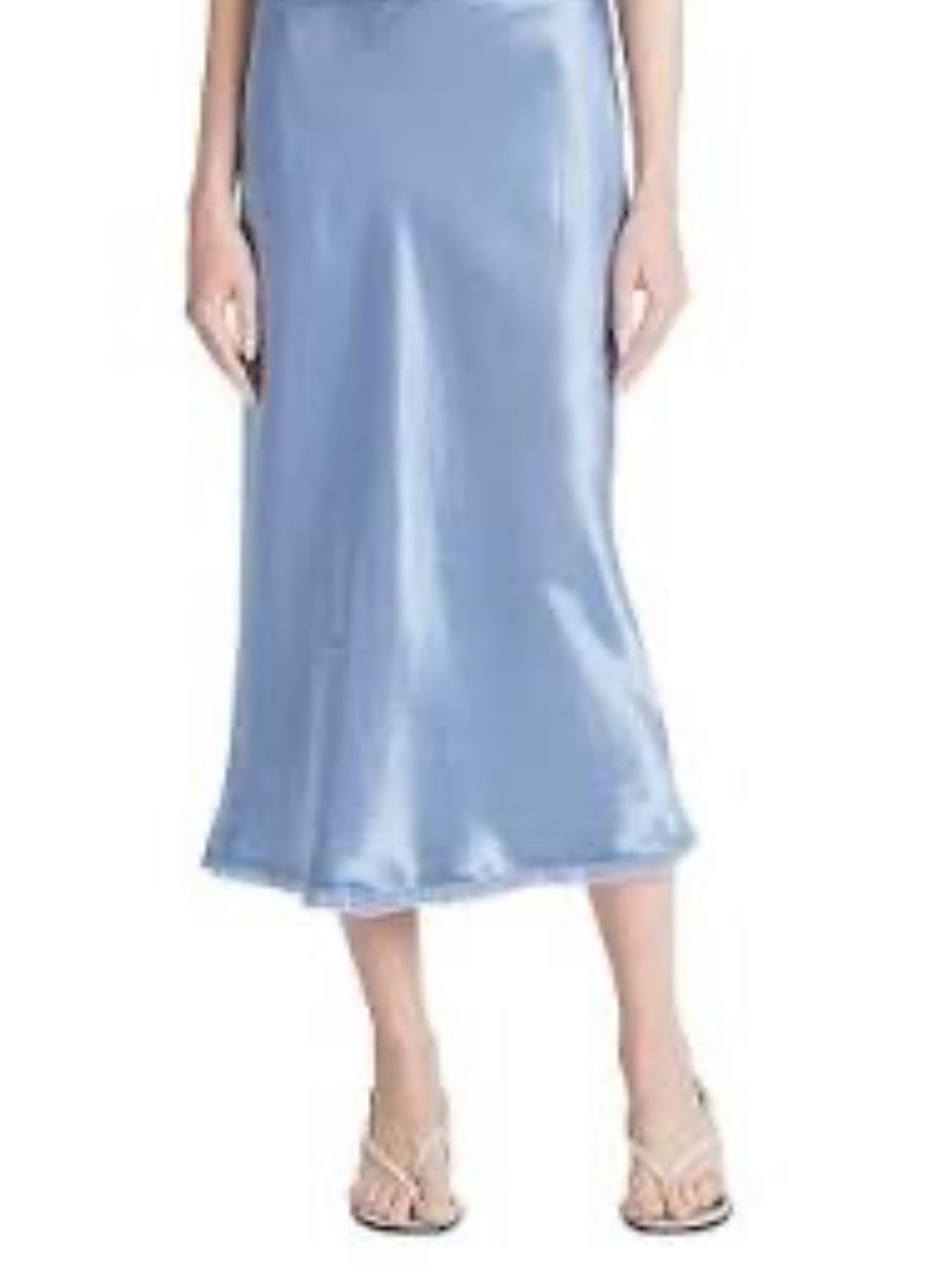 Vince blue midi satin skirt with frayed trim - Picture 6 of 10